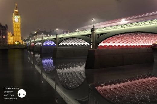 Illuminated River London bridges by Les Éclairagistes Associés