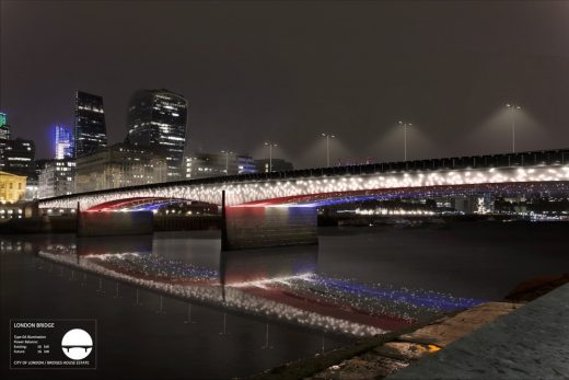 Illuminated River London bridges by Les Éclairagistes Associés