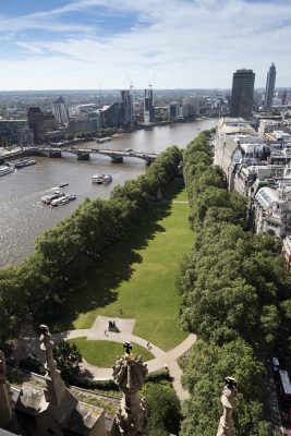 Aerial view of Victoria Tower Gardens in London