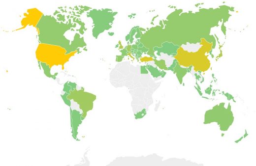 World Design Rankings heatmap 2017