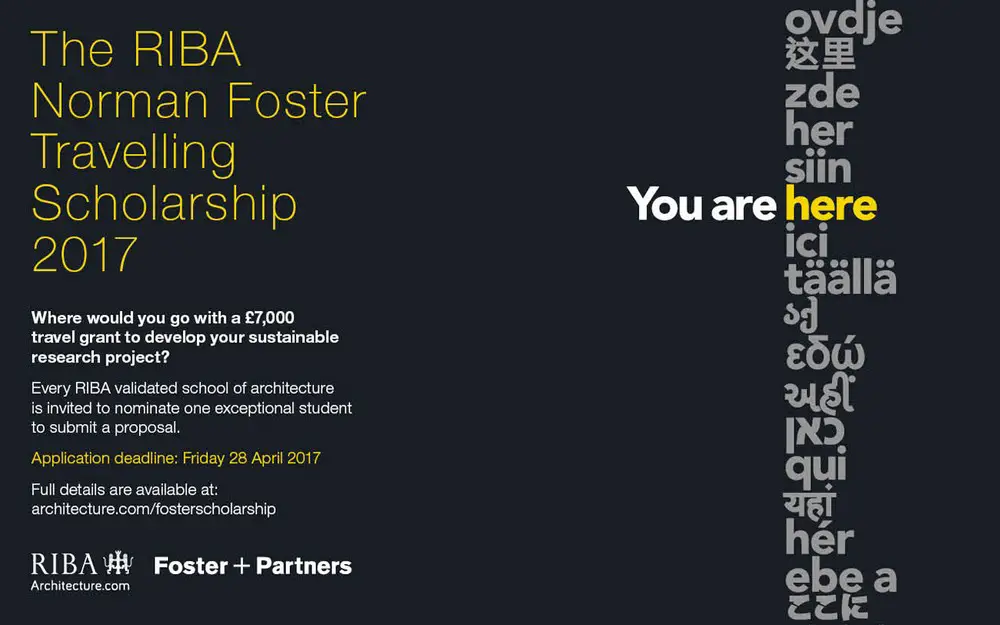 RIBA Norman Foster Travelling Scholarship 2017