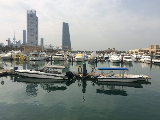 Souk Sharq marina with bank tower beyond