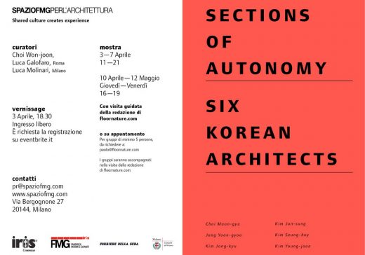 Sections of Autonomy. Six Korean Architects in Milan