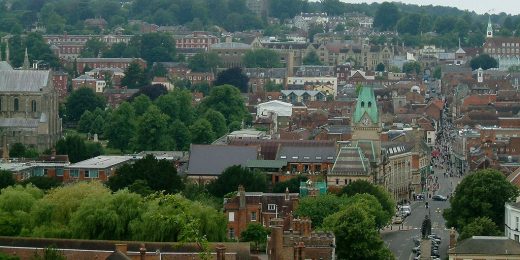 Broadway, Winchester, Hampshire, from St Giles' Hill