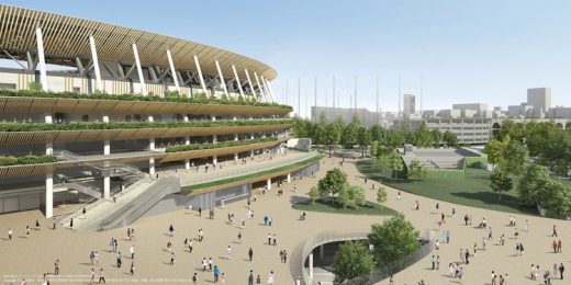 New National Stadium Tokyo building design by Kengo Kuma