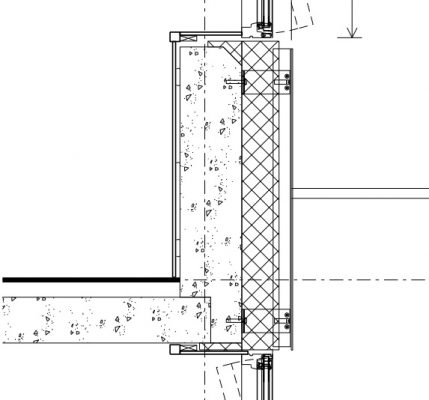 London building window wall section of a typical floor