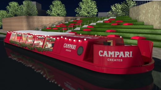 designjunction 2017 in Kings Cross Campari narrowboat King’s Cross waterway