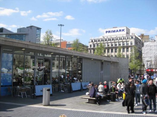 Piccadilly Gardens concrete Pavilion and wall | www.e-architect.com