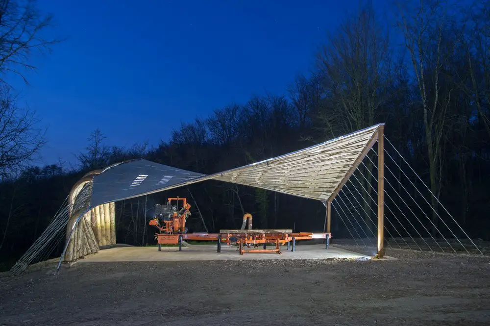 Sawmill Shelter AA Hooke Park Building