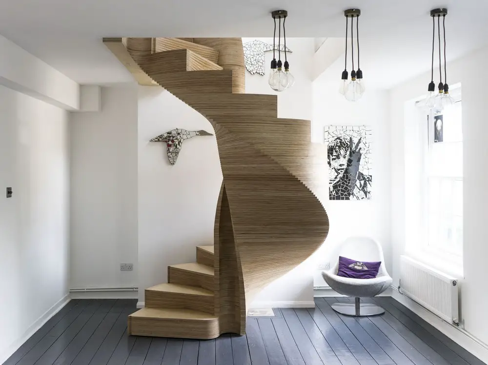 Nautilus Spiral Staircase Wood Interior London design