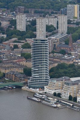 Lombard Wharf tower building in Southwest London