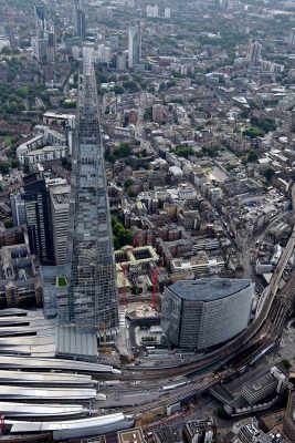The Shard London tower building aerial photo