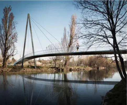 Footbridge in Pamplona, Navarre, Spain