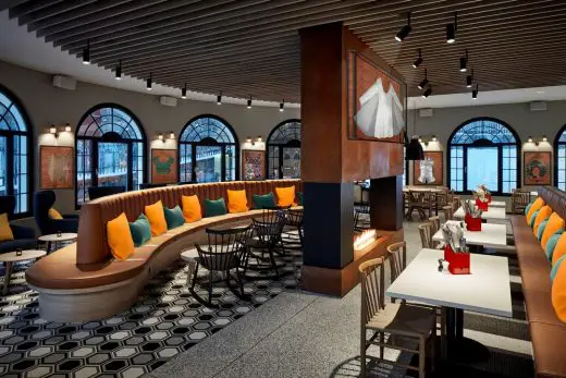 Hard Rock Hotel Davos restaurant interior design by Woods Bagot Architects