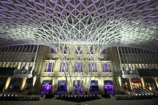 King's Cross station concourse funnel at night