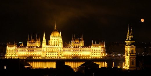Budapest Parliament building at night