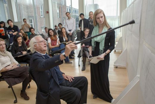 Richard Meier at a Studio Review with students from Cornell University