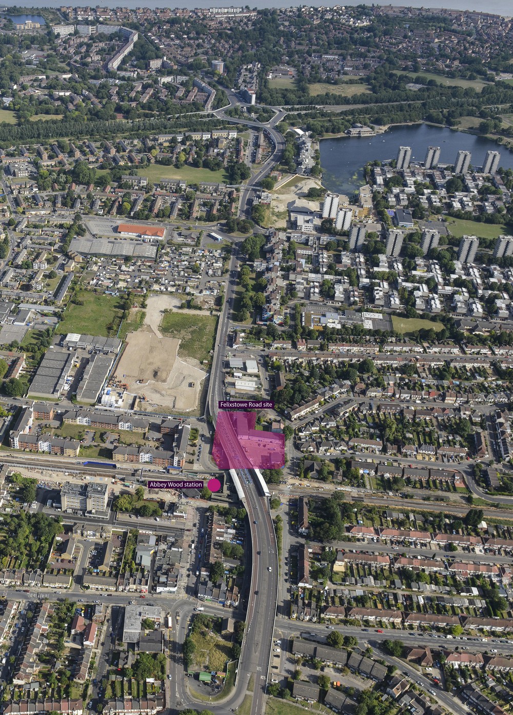 Felixstowe Road Housing Development, Abbey Wood, Bexley aerial photo of the site