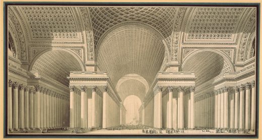 Etienne-Louis Boullee, 1782, Project for a metropolitan cathedral in the form of a Greek cross with a domed centre