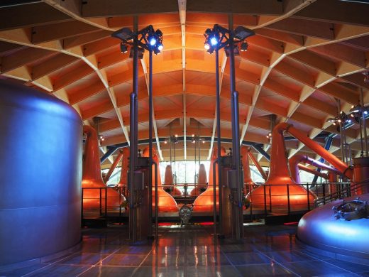 New Macallan Distillery building on Speyside interior lighting