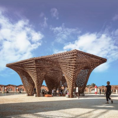 Bamboo stalactite by Vo Trong Nghia Architects in Venice Italy