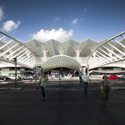 Oriente train station building in Lisbon