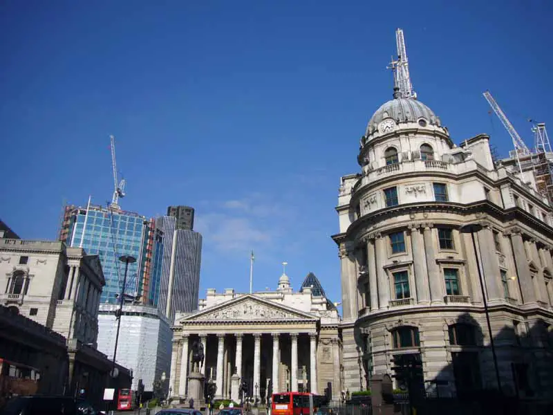 Royal Exchange London square and buildings