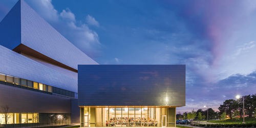 Hancher Auditorium Iowa City building design by Pelli Clarke Pelli Architects