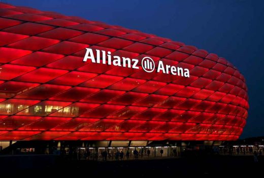 Allianz Arena building facade lighting - Munich Architecture News - Top-5 biggest football stadiums