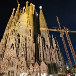 Sagrada Familia Barcelona building at night