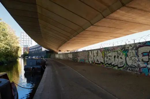 Paddington Arm of the Grand Union Canal in West London, under the Westway - London Festival of Architecture 2019