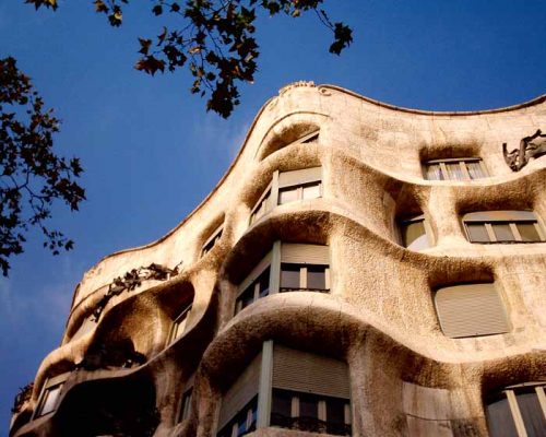 Casa Milà building in Barcelona by |Antoni Gaudi architect