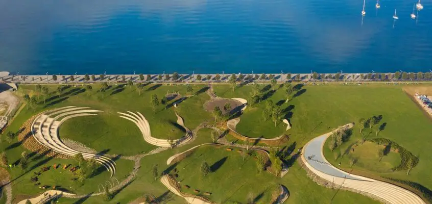 Central Park in Koper, Slovenia landscape
