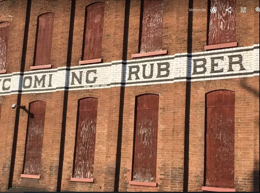 External signage on facade of the Pajama Factory, Williamsport PA.