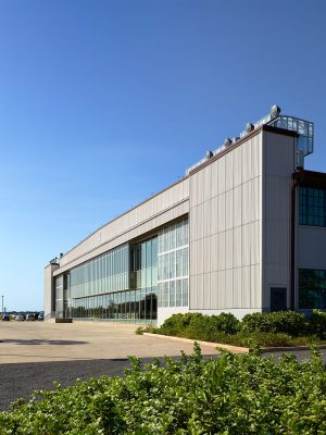 Pearl Harbor reuse of two World War II-era airplane hangars designed by architect Albert Kahn