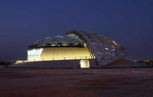 Qatar 2022 FIFA World Cup Showcase building at night