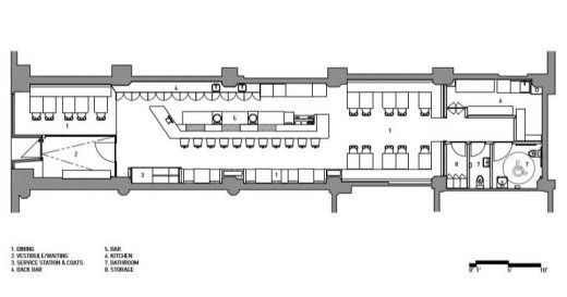 Ryu restaurant Peel Street Montreal plan