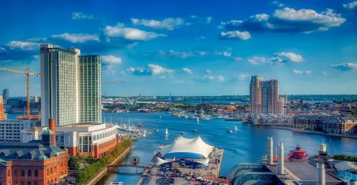 Baltimore MD buildings at harbor