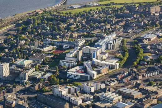 Aerial photo of buildings designed by Dundee architect office