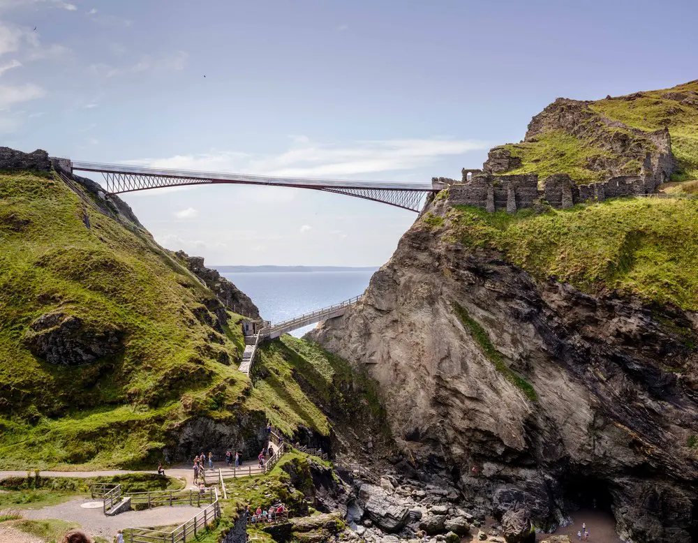 New Tintagel Castle Bridge in Cornwall UK