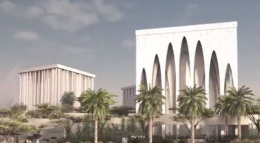 Exterior view of The Abrahamic Family House in Abu Dhabi, UAE