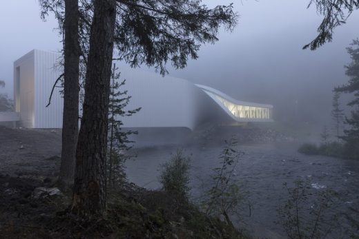 The Twist at Kistefos building over a river in Norway by BIG, Architects