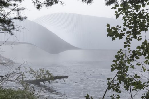 The Twist at Kistefos building over a river in Norway by BIG, Architects