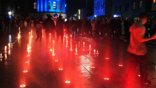 Rybnik street renewal nighttime water lighting