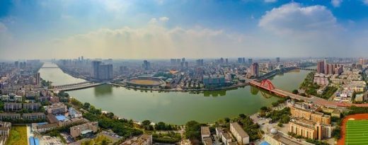 Deyang, Sichuan, China river landscape