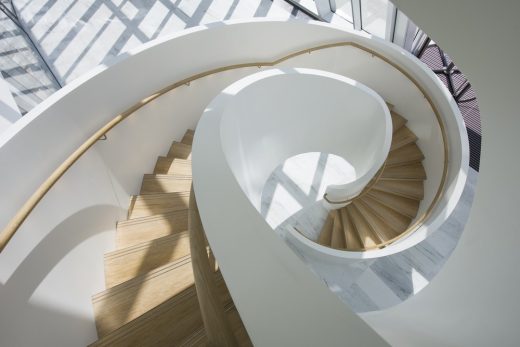 Asymmetrical Ribbon Staircase at One Bank Street London