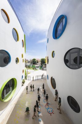 Vinh Kindergarten building in Vietnam circular windows