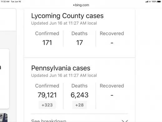 Commonwealth of Pennsylvania’s Department of Health stats 2020