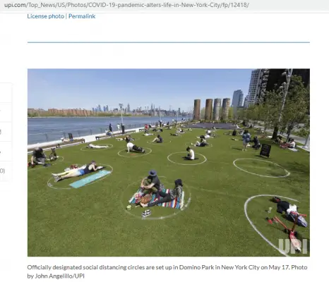 social distancing circles USA grass lawn people 2020