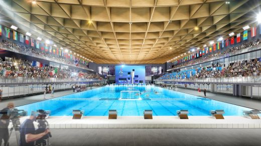 2024 Paris Olympics Aquatic Center building interior design by MAD